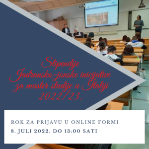 Read more about the article STIPENDIJE JADRANSKO-JONSKE INICIJATIVE ZA MASTER STUDIJE U 2022-2023.