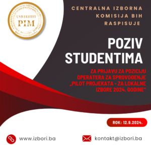 Read more about the article POZIV STUDENTIMA ZA PRIJAVU ZA POZICIJU OPERATERA ZA SPROVOĐENJE „PILOT PROJEKATA – ZA LOKALNE IZBORE 2024. GODINE“